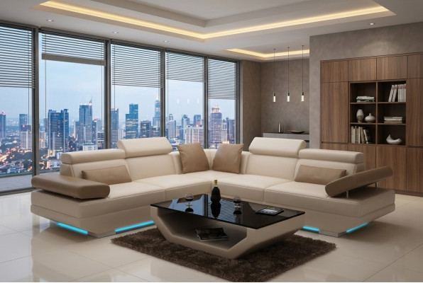 Leather sofa with USB living area corner sofa set design modern sofa