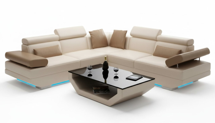 Leather sofa with USB living area corner sofa set design modern sofa