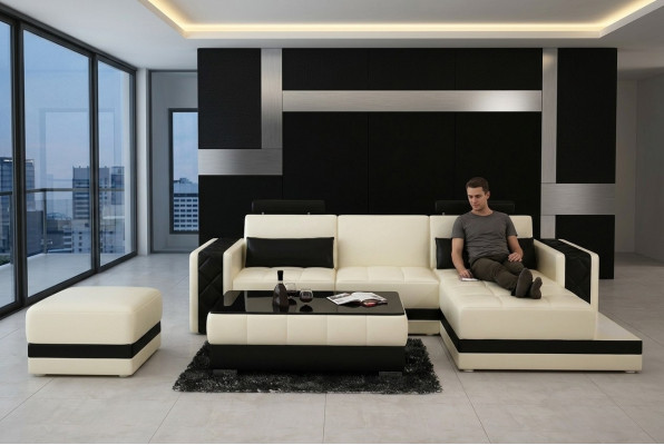 Leather sofa with USB living landscape corner sofa corner suite design modern sofa L6010D