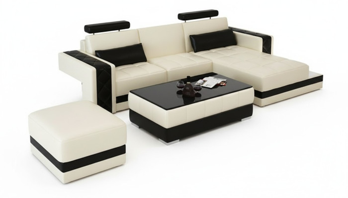 Leather sofa with USB living landscape corner sofa corner suite design modern sofa L6010D