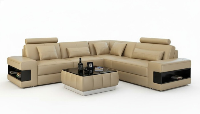 Leather sofa with USB living landscape corner sofa corner suite design modern sofa L6014B