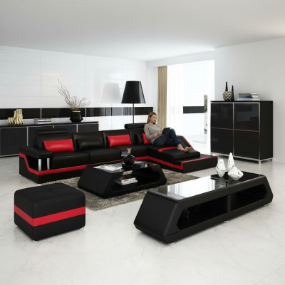 Designer corner sofa living landscape large modern leather sofa with USB HAMBURG III