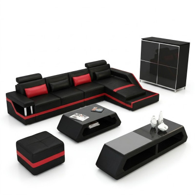Designer corner sofa living landscape large modern leather sofa with USB HAMBURG III