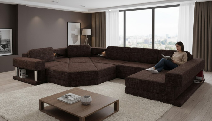 Corner sofa with USB upholstery textile design sofa set sectional Parliament