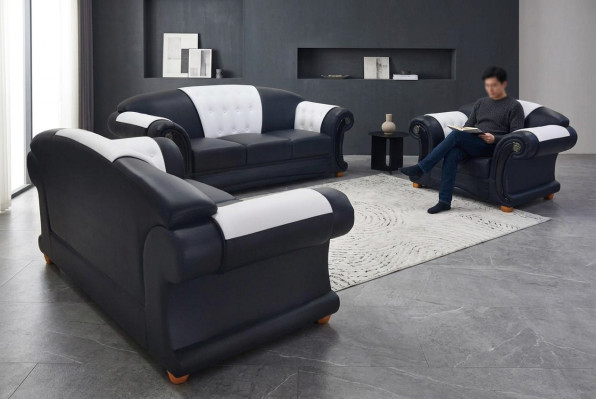 Classic leather sofa set 321 group upholstery seating sets padding USB