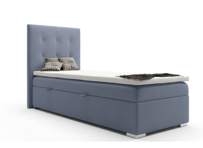 Luxury box spring bed, hotel beds upholstered functional bed frame 90x200cm blue new