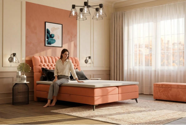 Chesterfield Box Spring Bed Double Design Beds Upholstered Box Function Hotel