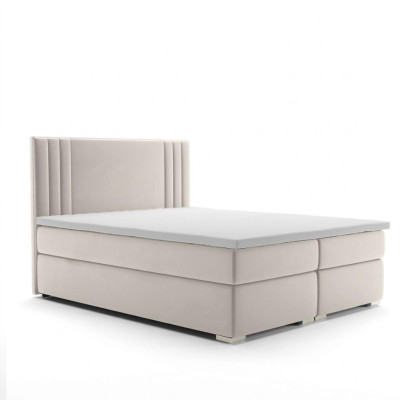Box spring bed hotel double bed luxury beds upholstered function storage box beige