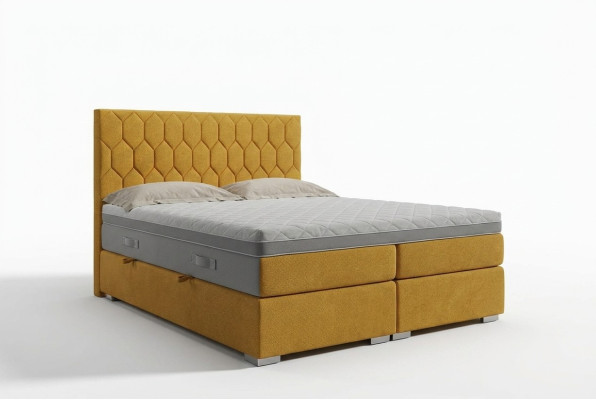 Box spring bed hotel double luxury beds upholstery function storage box yellow velvet