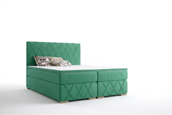 Box spring bed complete set with mattress & topper luxury upholstered textile beds