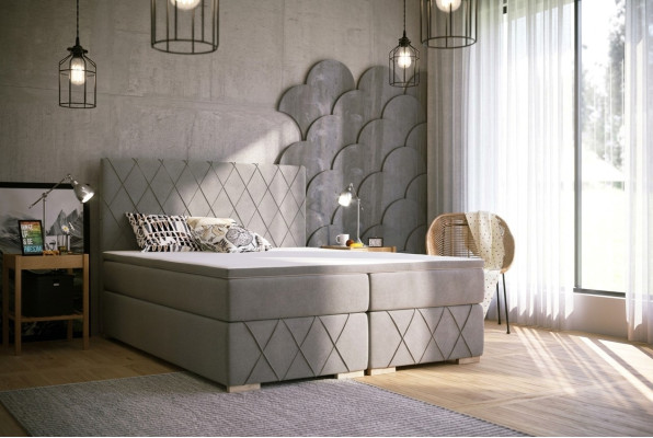 Box spring bed complete set mattress & topper luxury upholstery 180x200cm beds new