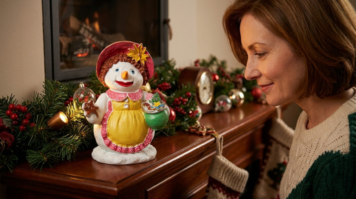 Snowman Figure Statue Decor Figures Decor Sculpture 32cm Winter New Statues New