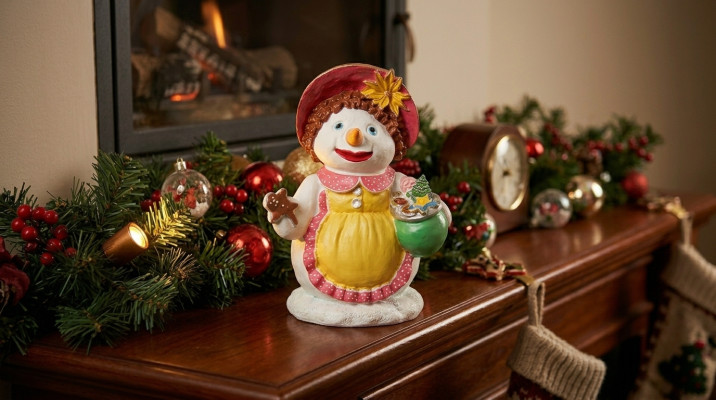 Snowman Figure Statue Decor Figures Decor Sculpture 32cm Winter New Statues New