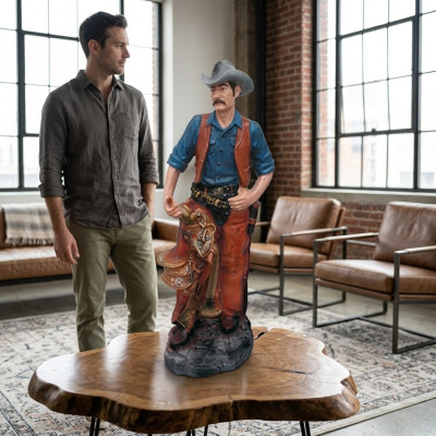 Statue sculpture lumberjack cowboy figure statues sculptures hand-painted figures