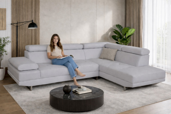 Corner leather with USB modern XXL couch living landscape leather sofa sofa L-shape B2003