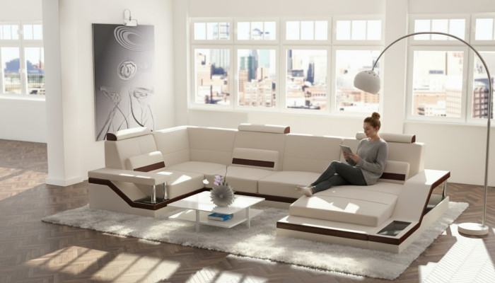 Living landscape sofa + USB upholstery seat corner sofa set textile fabric leather sofas