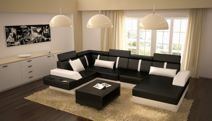 Designer living landscape corner couch + USB sofa cushion set leather sofa sofas new