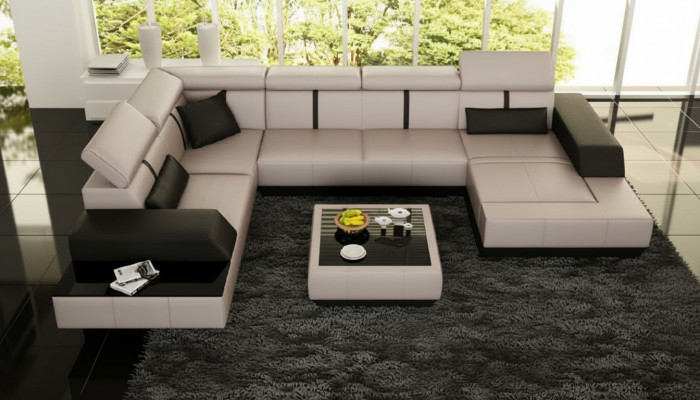Leather sofa + USB living landscape sofa corner sofa corner leather couch poster corner couch new