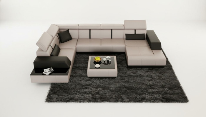 Leather sofa + USB living landscape sofa corner sofa corner leather couch poster corner couch new