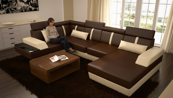Designer living landscape corner couch USB sofa upholstery suite leather sofa sofas new