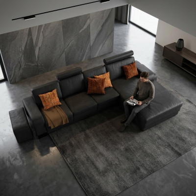 Exclusive leather corner sofa Stylish design for timeless elegance