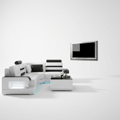 Leather sofa with USB, living room corner sofa, corner suite design, modern sofa L6016D