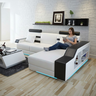 Leather sofa with USB living landscape corner sofa corner suite design modern sofa L6016E