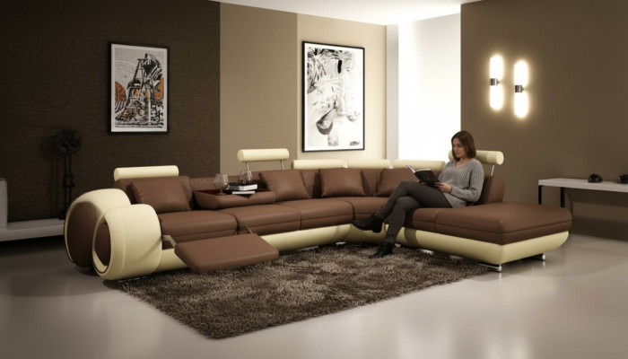 Leather sofa with USB living landscape corner sofa corner suite design modern sofa A1163C