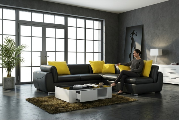 Leather sofa with USB living area corner sofa corner set design modern sofa F3014