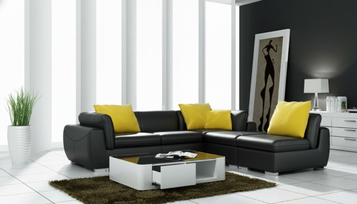 Leather sofa with USB living area corner sofa corner set design modern sofa F3014