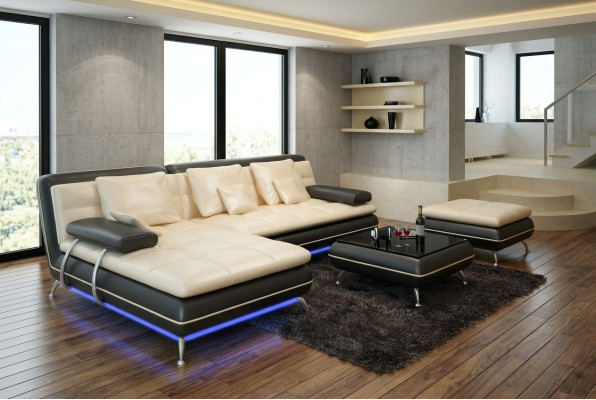 Leather sofa with USB living landscape corner sofa corner suite design modern sofa F3015