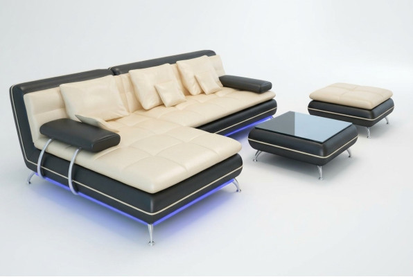 Leather sofa with USB living landscape corner sofa corner suite design modern sofa F3015