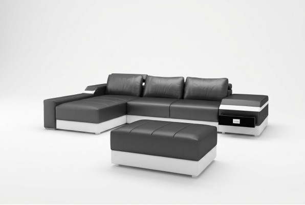 Corner sofa + USB corner sofa couch upholstery leather suite living landscape chaise lounge