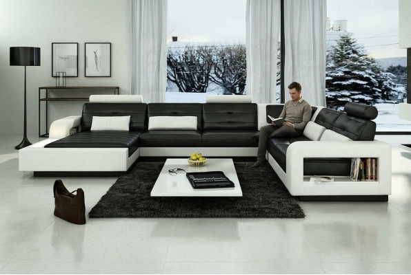 Leather sofa with USB leather couch sofa set living landscape corner couch corner sofa H2209
