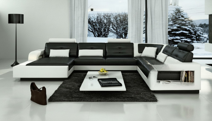 Leather sofa with USB leather couch sofa set living landscape corner couch corner sofa H2209
