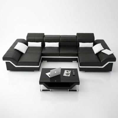 Large Leather Upholstery New Leather Sofa XXL Sofa with USB Corner Sofa Living Landscape