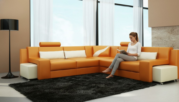 Living landscape upholstered corner corner sofa with USB upholstery landscape leather V015B new