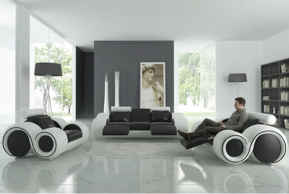 Leather sofa with USB living landscape 3+2+1 seater suite design modern sofa A1163D