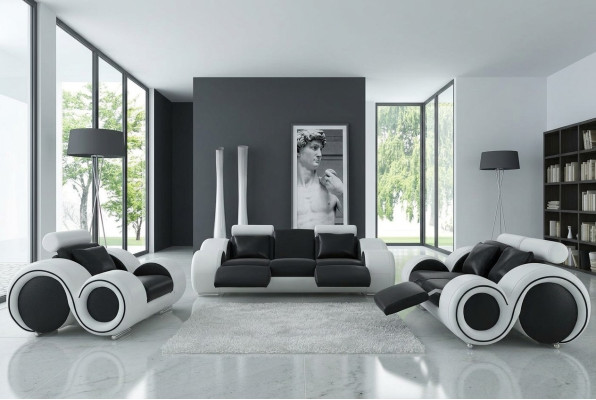 Leather sofa with USB living landscape 3+2+1 seater suite design modern sofa A1163D