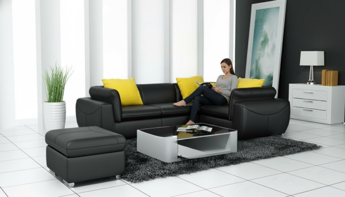 Leather sofa with USB living landscape corner sofa corner suite design modern sofa F3014C