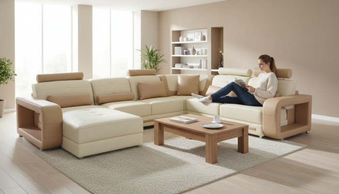 Corner sofa + USB cushioning corner living room landscape designer couches textile A1135