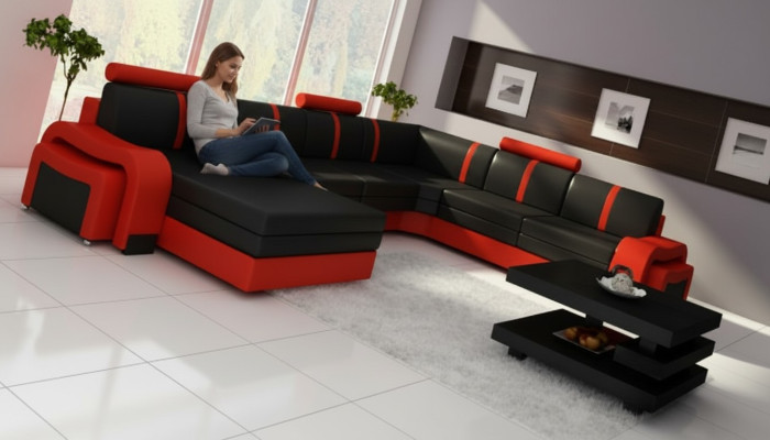 Corner sofa corner couch NEW living area sofa upholstery leather sofa with USB leather suite