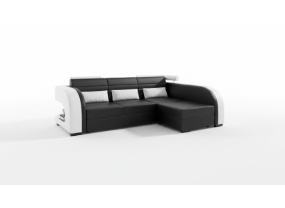Leather sofa with USB padded corner sofa living area upholstery corner sofa Bergamo couch