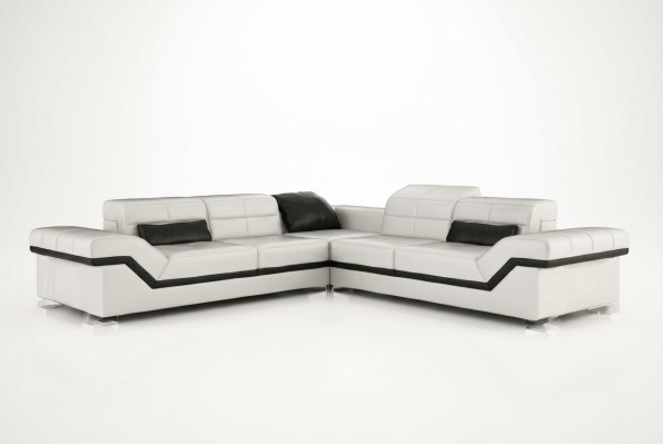 Leather Sofa XXL Living Area Couch Design Sofa with USB Corner Sofa Sofa Set White