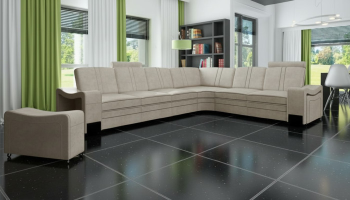 Fabric Couch Textile Upholstery Corner Couch Sofa + USB Corner Sofa Living Landscape Fabric Sofa