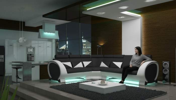 Corner sofa with USB leather sofa leather suite corner couch design sofa leather couch "VIGO"