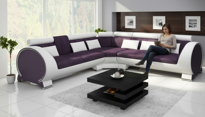 Corner Sofa VIGO "LT01" Corner Couch Sofa USB Corner Set Leather Sofa Leather Textile Fabric