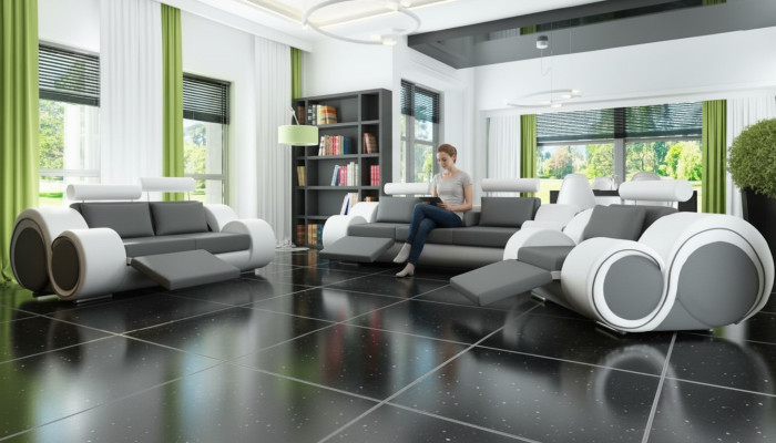 Leather Sofa Living Room Set 321 Seat USB Sofa Set Upholstered Furniture BERLIN Couch
