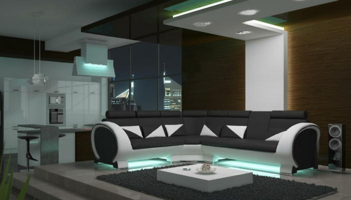Designer corner sofa landscape, sofa + USB upholstered suite, lounge sofas, couches.
