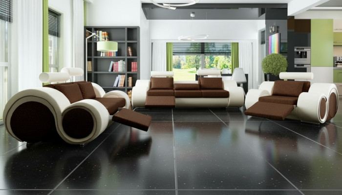 Designer sofa set 3+2+1 with USB upholstered sofa suites brown couch set